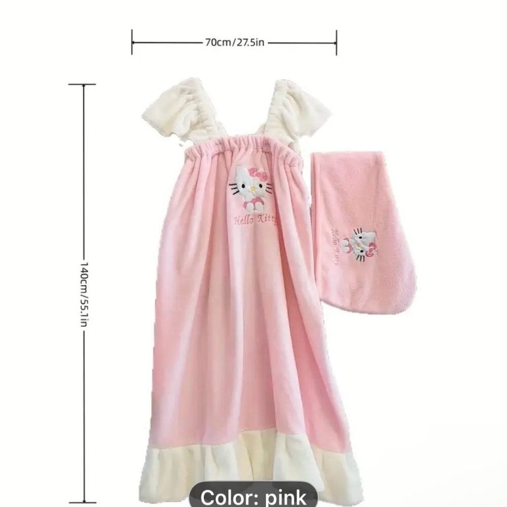 Hello Kitty Pink and White 3 piece towel set - Picture 3 of 6